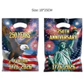 US 250th Anniversary party gift bag with Statue of Liberty and Eagle prints, 18x25cm size - 10 Pieces Pack