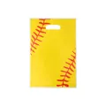 Yellow softball themed pearl film gift bag with red stitching for birthday party favors - Graphic Print / 10 Pieces Pack
