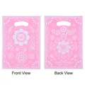 Pink floral themed plastic party favor gift bags showing both front and back views - 10 Pieces/Pack (18*25cm)