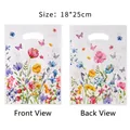 Bolsa de regalo de plástico con estampado floral y asa, 18x25cm, vista frontal y trasera - Estampado / 10 Piezas/Paquete