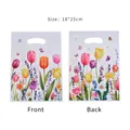 Floral tulip print handheld gift bag for parties, pearlescent film material, 18x25cm - 10 Pieces Pack