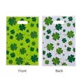 St. Patrick's Day plastic gift bags featuring green clover pattern for party favors - Clover Pattern Style / 10 Pieces Pack