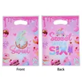 Pink donut themed birthday party favor gift bags with Sweet Sassy & Six print design - Graphic Print / 10 Pieces/Pack (18x25cm)