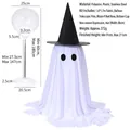 Standing LED ghost Halloween decoration with black witch hat and adjustable height pole - Ghost With Hat Style A / Height 91-211cm Adjustable