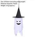 Halloween hangende spookdecoratie met zwarte heksenhoed en polyester spooklichaam - Groot Wit Spook Expressie E (Verrast)