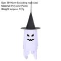 Halloween hangende spookdecoratie met heksenhoed voor feestindeling - Groot Wit Spook Expressie G (Slagtanden)