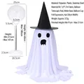 Adjustable height Halloween ghost decoration with telescoping stand, black hat, and cloth - Ghost With Hat Style F