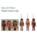 Coffret de 9 figurines casse-noisettes en bois coloré pour décoration de sapin de Noël - Style Soldat Brun / Ensemble de 9 Pièces