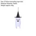 Halloween hangende spook decoratie met zwarte heksenhoed en polyester spook lichaam - Klein Wit Spook Expressie A (Glimlachend)