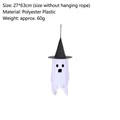 Spookachtige Halloween hangende geest met zwarte heksenhoed voor feestelijke decoratie - Klein Wit Spook Expressie B (Griezelige Mond)