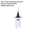 Hangende Halloween spookdecoratie met zwarte heksenhoed, 27x63cm polyester spookprop - Klein Wit Spook Expressie F (Golvende Mond)