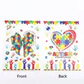 Autism Awareness plastic gift bag with colorful puzzle heart and bow patterns - 18*25cm / Graphic Print / 10 Pieces Pack