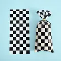 Klassischer schwarz-weiß karierter OPP-Flachbeutel für Feiertagsplätzchen und Backwaren - Grafikdruck / 100 Stk/Packung