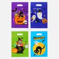 Set di 4 sacchetti regalo colorati per Halloween con fantasmi, zucche e gatti neri. - Stampa Quattro in Uno / 10 Pezzi/Confezione (16.5*25cm)