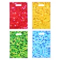 Colorful mosaic print pearlescent gift bags set of four in red, yellow, green, and blue - Pixel Print Four-Color Mix / 10 Pieces Pack