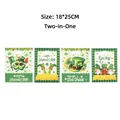 Four pack of St. Patrick's Day themed clover gift bags for party candies, 18x25cm - Festive Print Style / 10 Pieces Pack