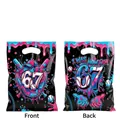Baseball theme plastic gift bags with 67 and I WAS NOW I AM graffiti design - 10 Pieces Pack