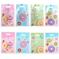 Cute colorful donut pattern pearlescent gift bags for kids party candy and cookies - 10 Pieces/Pack (16.5x25cm)