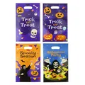 Halloween party favor bags with pumpkin and skull prints for trick or treat candy - Four-in-One Print / 10 Pieces Pack