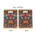 Vibrant ethnic floral pattern plastic gift bag 18x25cm with convenient die-cut handles - Graphic Print / 10 Pieces/Pack (18*25cm)
