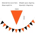 Halloween non-woven bunting banner decoration with orange and black triangular flags, 5 meters - 12 Pieces/5m Pack