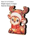 Cute cartoon reindeer wooden Christmas table ornament with red Santa hat and scarf - Deer