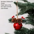 Festive red Christmas bell ornament with pine cones and red berries for tree decoration - Red