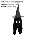 Halloween luminous ghost hanging decoration with black witch hat for party deco - Style C / Large (38x95cm)