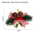 Christmas bow ornament with red berries, pine needles and bells, 10x6.2cm, 9.5g - Red White Plaid Bow