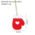 Red Christmas mitten felt ornament with white heart and gold cord - Gloves