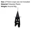 Hanging black Halloween witch hat with glowing ghost face motif, 27x63cm polyester - Style E / Small (27x63cm)