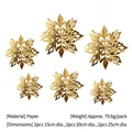 Set of 6 shiny gold 3D Christmas snowflake hanging decorations in three assorted sizes - 3D Snowflake Hanging Ornament / Set of 6 / Gold