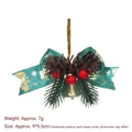 Christmas bell ornament with green bow and pine cones for tree decoration. - Dark Green Bow Style (B)