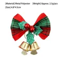 Klassische Weihnachtsschleife mit goldenen Glocken für Dekoration und Geschenke - Rot Grüner Karo-Doppelglocken-Schmuck (Blumenschleife) / 4.8x4.5cm / Rot Grünes Karomuster Stil A