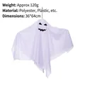 Hanging white fabric Halloween ghost decoration with scary face 36x64cm for home parties. - Style D Ghost (MMZ1) / 36x64cm