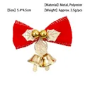 Rote Weihnachts-Samtschleife mit goldenen Glocken und metallischen Blattdetails zur Dekoration - Roter Samt Gold-Dekor-Stil (Blumenschleife) / 5.4x4.5cm / Einfarbig Rot Stil B
