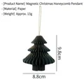 Magnetischer grüner Waben-Weihnachtsbaum-Anhänger aus Papier mit Glitzerkanten - Dunkelgrüne Weihnachtsbaumform / H9.8cm B8.8cm