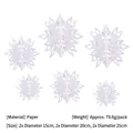 Set of 6 white 3D paper snowflake hanging decorations in three assorted sizes - 3D Snowflake Hanging Ornament / Set of 6 / White