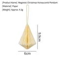 Pendaglio natalizio magnetico in carta a nido d'ape crema con dimensioni dettagliate - Al9.9cm La6cm