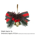 Christmas tree decoration ornament featuring a golden bell and red-green striped bow - Red Green Striped Bow Style (D)