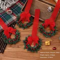Christmas cabinet wreath with red ribbon bow and berries for festive kitchen decor - Red Hollow