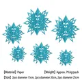 Set of 6 blue 3D paper snowflake hanging ornaments for Christmas festive party decor - 3D Snowflake Hanging Ornament / Set of 6 / Teal Blue