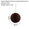 Addobbo natalizio a sfera in carta a nido d'ape marrone da 8cm con cordoncino dorato - Diametro 8cm