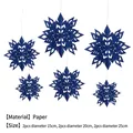 3D dark blue paper snowflake ornaments in various sizes for Christmas decor, set of 6 - 3D Snowflake Hanging Ornament / Set of 6 / Dark Blue