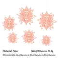 6-piece set of 3D pink paper snowflake hanging decorations in various sizes - 3D Snowflake Hanging Ornament / Set of 6 / Light Orange