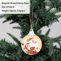 Vintage style wooden circular Christmas ornament featuring a Santa Claus illustration - Santa with Candy Cane Style