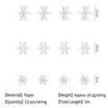 Set of 3D white paper snowflake hanging ornaments in various sizes for Christmas decor - Snowflake Banner / 12 Pieces/3m Pack / White