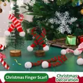 Mini bufandas de Navidad de punto con pompones para mascotas y decoración de muñecas - Predeterminado