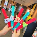 Plush Christmas slap bracelets set with Santa Reindeer and Snowman for holiday party favors - Mixed / Ready Stock