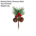 Decorative Christmas pine needle pick with red berries and natural pine cones for DIY - Pine Needle Triple Berry Style